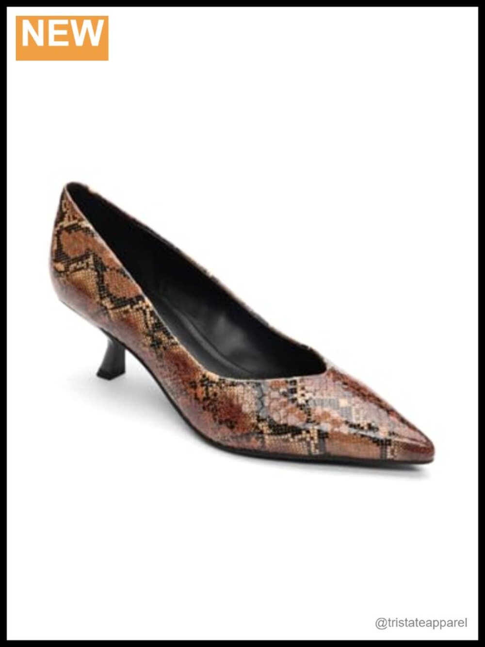 Leather Pointed Toe Flare Heel Pump with Memory Foam